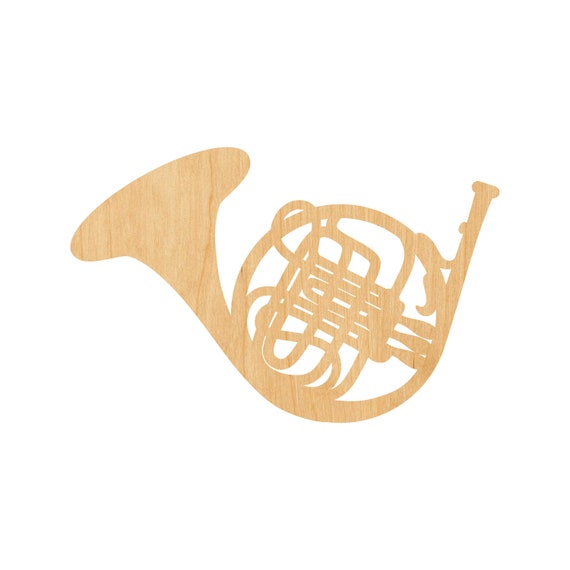 Music French Horn - Laser Cut Out Unfinished Wood Craft Shape MSC12 Music French Horn - Laser Cut Out Unfinished Wood Craft Shape MSC12