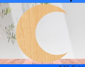 Crescent Moon Laser Cut Out Wood Shape Craft Supply - Woodcraft Cutout