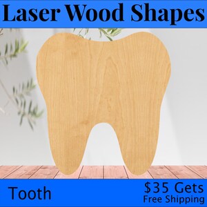 Tooth Laser Cut Out Wood Shape Craft Supply - Woodcraft Cutout