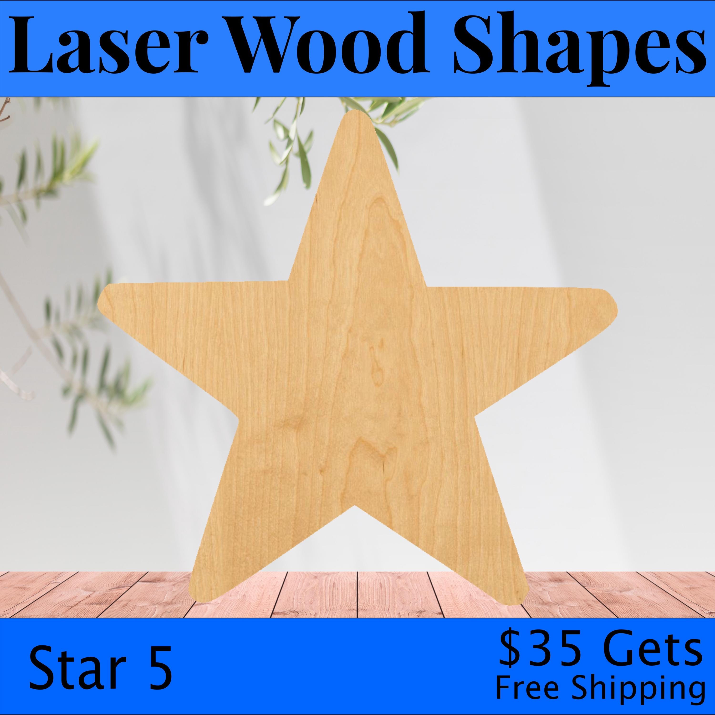 Star - Laser Cut Out Unfinished Wood Craft Shape SKY76 Star - Laser Cut Out Unfinished Wood Craft Shape SKY76