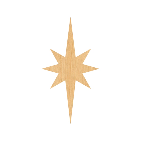 Elongated Star Laser Cut Out Wood Shape Craft Supply - Woodcraft Cutout