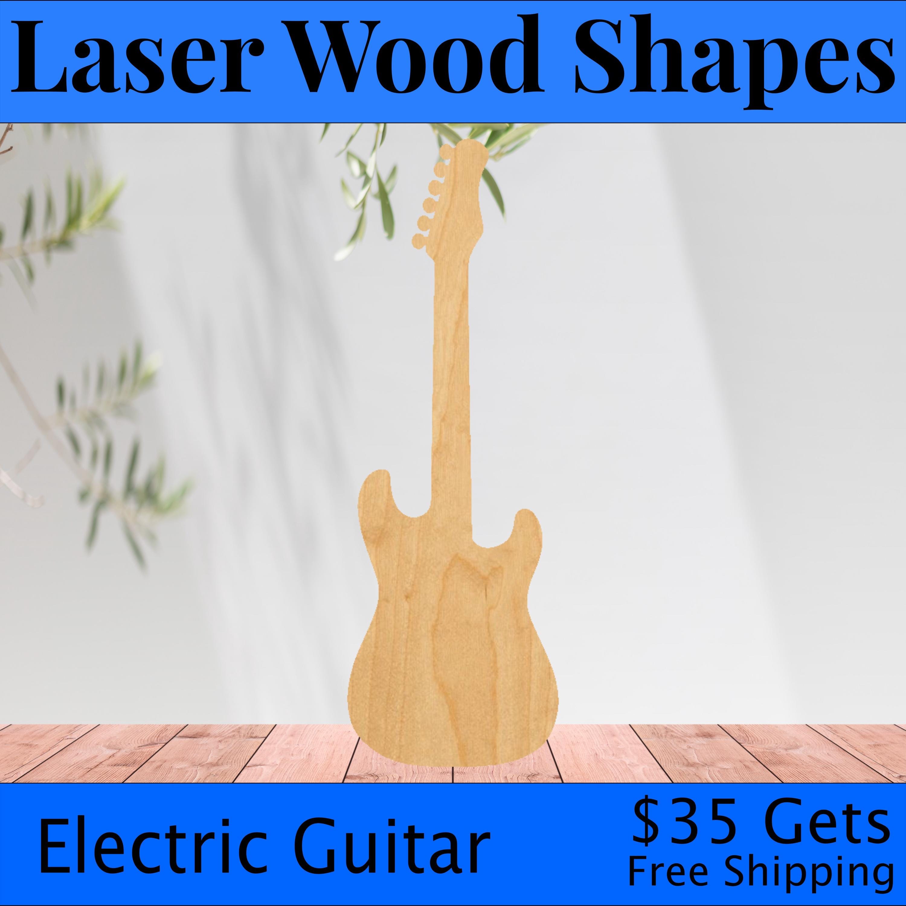Music Guitar - Laser Cut Out Unfinished Wood Craft Shape MSC19 Music Guitar - Laser Cut Out Unfinished Wood Craft Shape MSC19