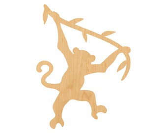 Swinging Monkey Laser Cut Out Wood Shape Craft Supply – Woodcraft Cutout