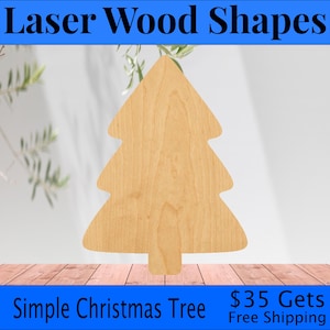 Simple Christmas Tree Laser Cut Out Wood Shape Craft Supply - Woodcraft Cutout
