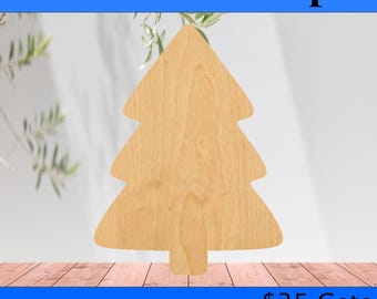 Simple Christmas Tree Laser Cut Out Wood Shape Craft Supply - Woodcraft Cutout