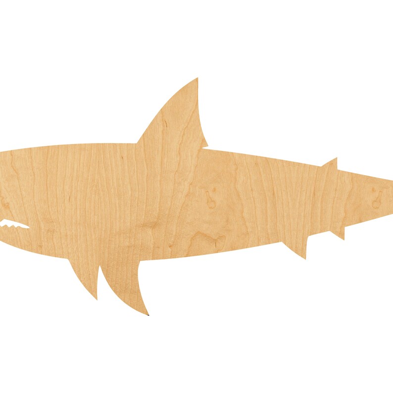Shark 4 Laser Cut Out Wood Shape Craft Supply Unfinished