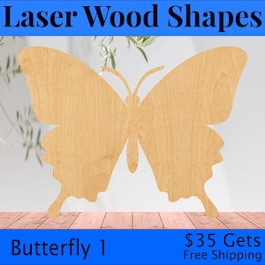 Butterfly 1 Laser Cut Out Wood Shape Craft Supply - Woodcraft Cutout