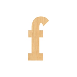 May include: A wooden letter "f" in a lowercase font. The letter is made of light brown wood with a natural grain pattern.