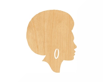 Afro Laser Cut Out Wood Shape Craft Supply - Woodcraft Cutout