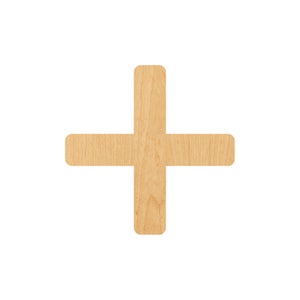 Plus Sign Laser Cut Out Wood Shape Craft Supply - Woodcraft Cutout