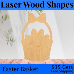 Easter Basket Laser Cut Out Wood Shape Craft Supply - Woodcraft Cutout