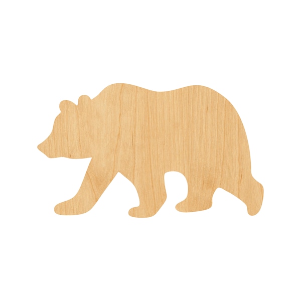 Grizzly Bear Laser Cut Out Wood Shape Craft Supply – Woodcraft Cutout