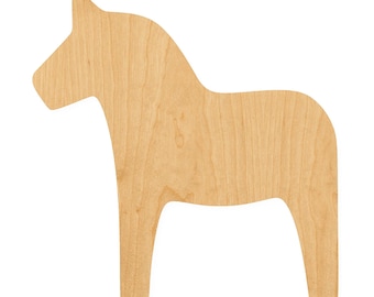 Dala Horse Wood Cutout Shape, Unfinished Craft Shape for Signs and Decor