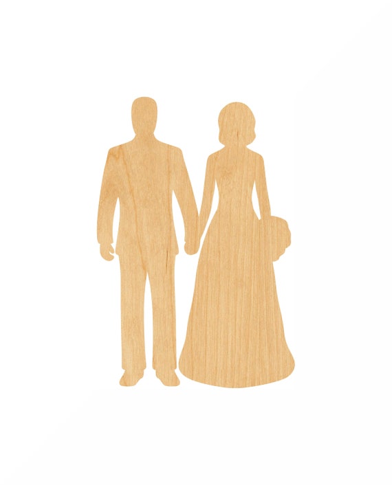 Wedding Couple - Laser Cut Out Unfinished Wood Shape Craft