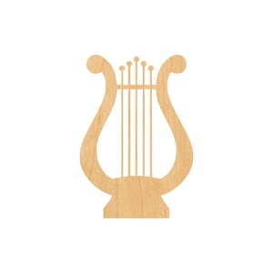 Lyre Laser Cut Out Wood Shape Craft Supply - Woodcraft Cutout