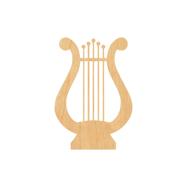 Lyre Laser Cut Out Wood Shape Craft Supply - Woodcraft Cutout