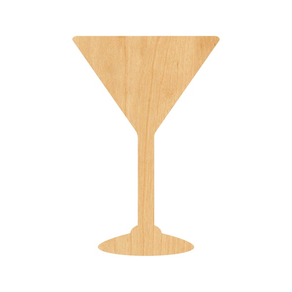 Martini Glass Laser Cut Out Wood Shape Craft Supply - Woodcraft Cutout