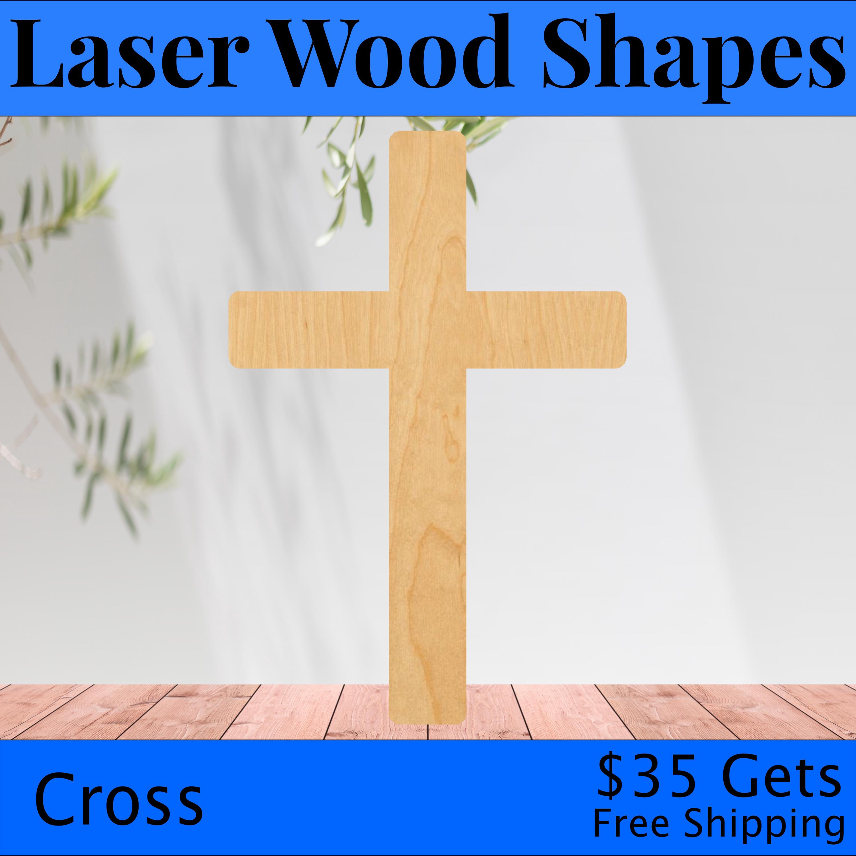 Cross - Laser Cut Out Unfinished Wood Craft Shape ESR19 Cross - Laser Cut Out Unfinished Wood Craft Shape ESR19