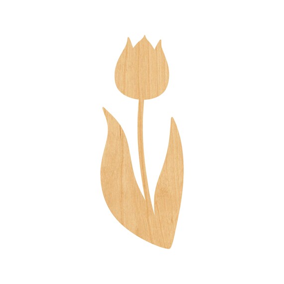 Flower Tulip - Laser Cut Out Unfinished Wood Craft Shape FLR44 Flower Tulip - Laser Cut Out Unfinished Wood Craft Shape FLR44