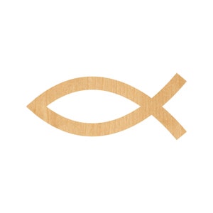 Jesus Fish Laser Cut Out Wood Shape Craft Supply - Woodcraft Cutout