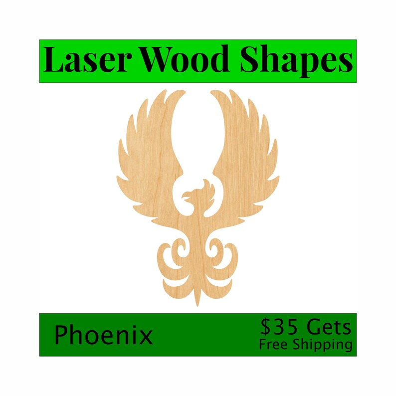Phoenix Laser Cut Out Wood Shape Craft Supply Woodcraft Etsy