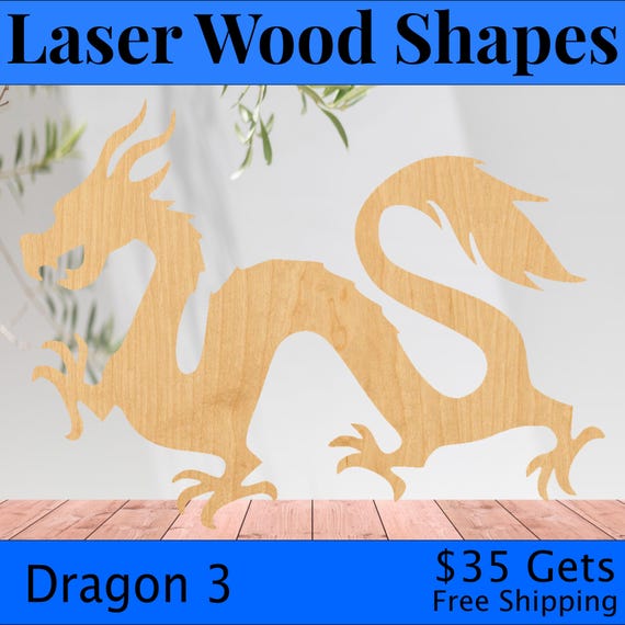 Dragon - Laser Cut Out Unfinished Wood Craft Shape MYTH1 Dragon - Laser Cut Out Unfinished Wood Craft Shape MYTH1