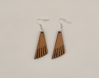 Dangle Design 17 Laser Cut Alder Wood Earrings, Hook Style, Satin Finish