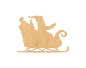 Santa Sleigh 1 Laser Cut Out Wood Shape Craft Supply - Woodcraft Cutout