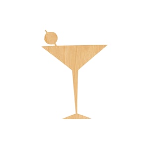 Martini Glass 2 Laser Cut Out Wood Shape Craft Supply - Woodcraft Cutout