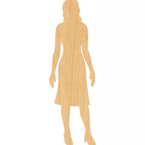 Woman Laser Cut Out Wood Shape Craft Supply - Woodcraft Cutout