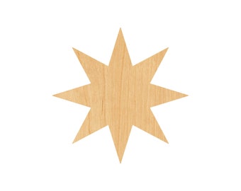 Eight Point Star Laser Cut Out Wood Shape Craft Supply - Woodcraft Cutout