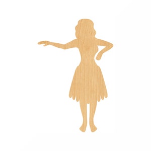 Hula Girl Laser Cut Out Wood Shape Craft Supply - Woodcraft Cutout