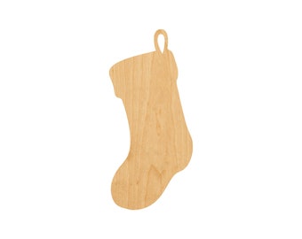 Christmas Stocking Outline Laser Cut Out Wood Shape Craft Supply - Woodcraft Cutout