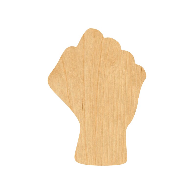 Unfinished Fist Laser Cut Out Wood Shape Craft Supply