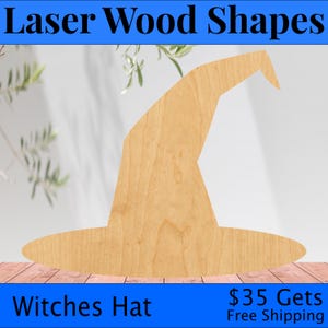 Witches Hat 1 Laser Cut Out Wood Shape Craft Supply - Woodcraft Cutout