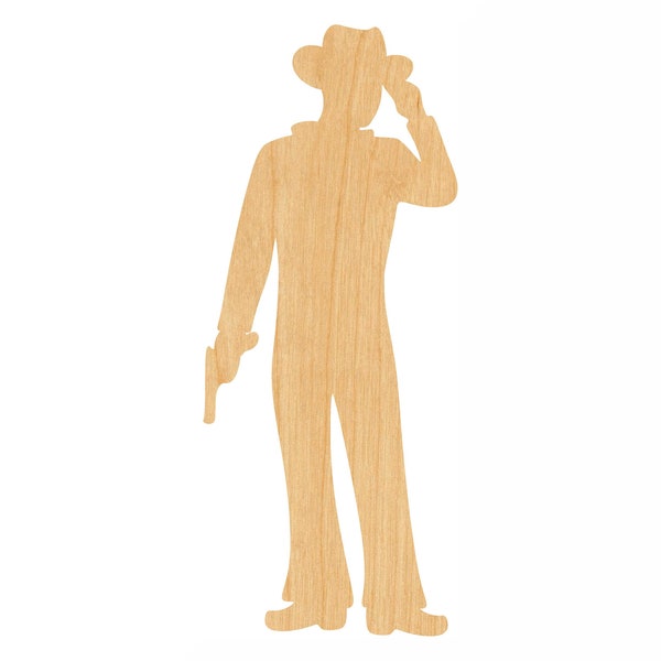 Cowboy Laser Cut Out Wood Shape Craft Supply - Woodcraft Cutout