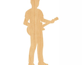 Guitarist Laser Cut Out Wood Shape Craft Supply - Woodcraft Cutout