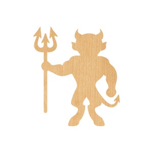 Devil Laser Cut Out Wood Shape Craft Supply - Woodcraft Cutout