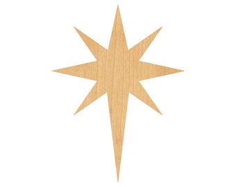 Bethlehem Star Laser Cut Out Wood Shape Craft Supply - Woodcraft Cutout