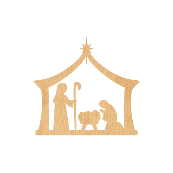 Scene Nativity - Laser Cut Out Unfinished Wood Craft Shape XMS44 Scene Nativity - Laser Cut Out Unfinished Wood Craft Shape XMS44