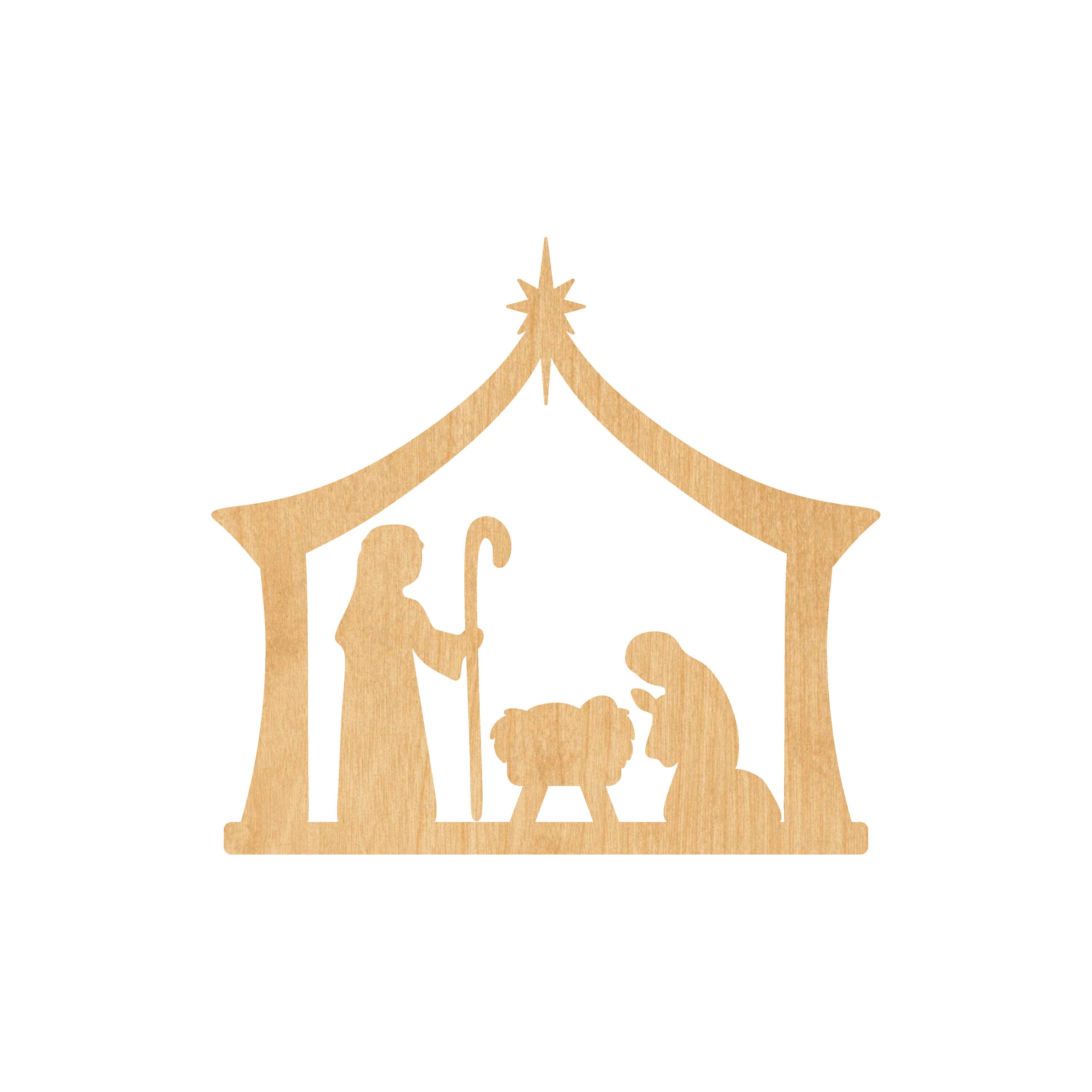 Scene Nativity - Laser Cut Out Unfinished Wood Craft Shape XMS44 Scene Nativity - Laser Cut Out Unfinished Wood Craft Shape XMS44