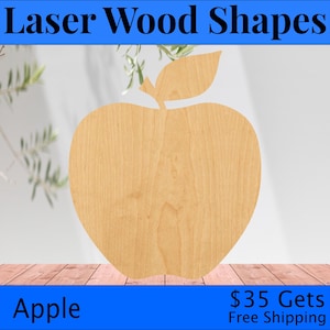 Apple Laser Cut Out Wood Shape Craft Supply - Woodcraft Cutout