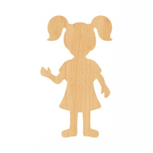 Girl Laser Cut Out Wood Shape Craft Supply - Woodcraft Cutout