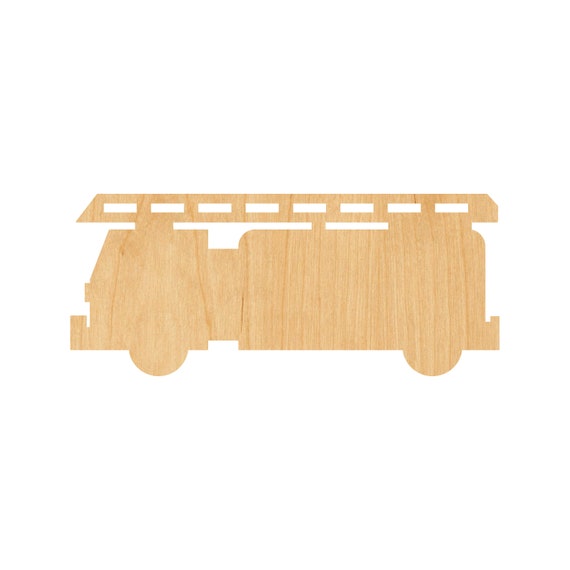 Car Firetruck - Laser Cut Out Unfinished Wood Craft Shape CAR30 Car Firetruck - Laser Cut Out Unfinished Wood Craft Shape CAR30