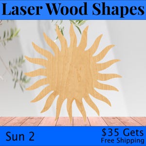 The Sun 2 Laser Cut Out Wood Shape Craft Supply - Woodcraft Cutout
