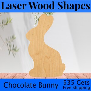 Chocolate Bunny Laser Cut Out Wood Shape Craft Supply - Woodcraft Cutout