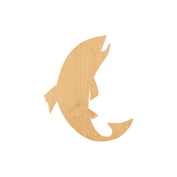 Salmon Fish Jumping Laser Cut Out Wood Shape Craft Supply – Woodcraft Cutout