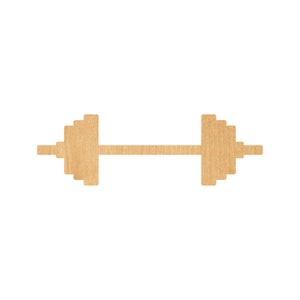 Barbell Laser Cut Out Wood Shape Craft Supply - Woodcraft Cutout
