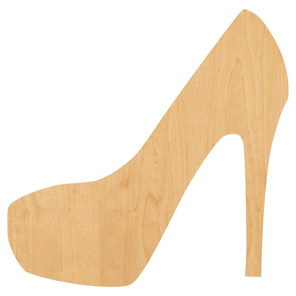 High Heel Shoe Laser Cut Out Wood Shape Craft Supply - Woodcraft Cutout