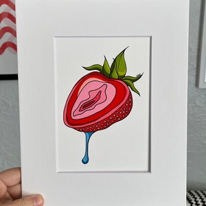Strawberry Matted Print, 8x10